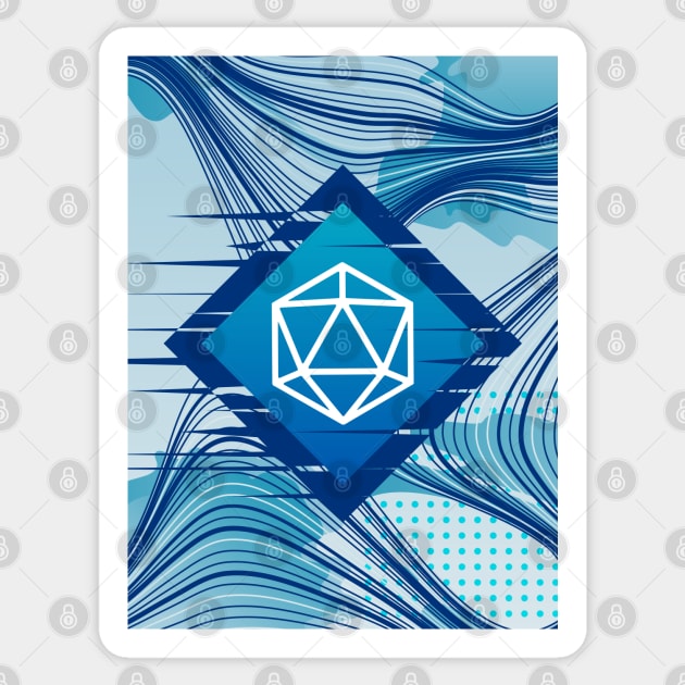 Blue Glitch Polyhedral D20 Dice Tabletop RPG Sticker by dungeonarmory